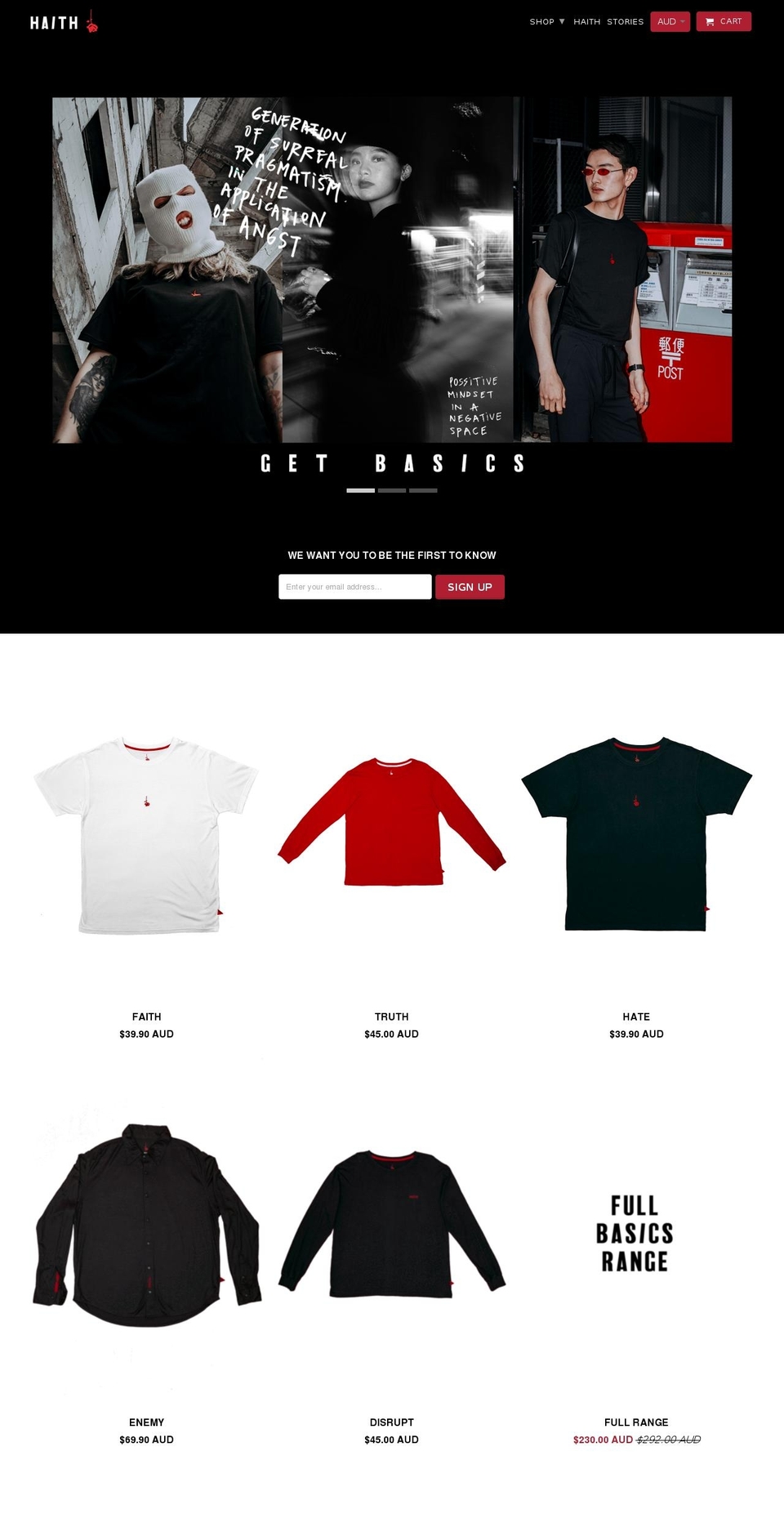 hateandfaith.com shopify website screenshot