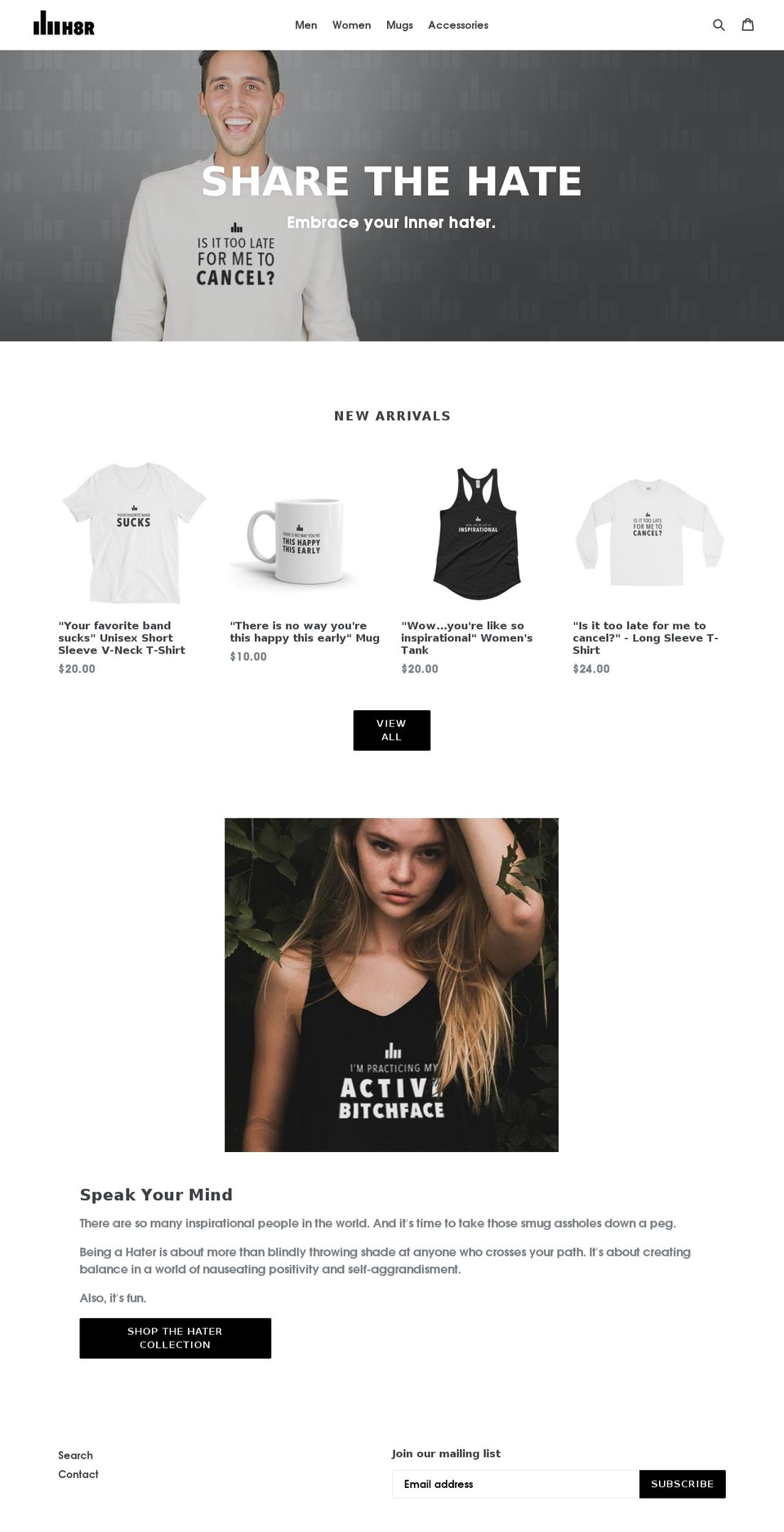 haterapparel.com — Shopify storefront screenshot