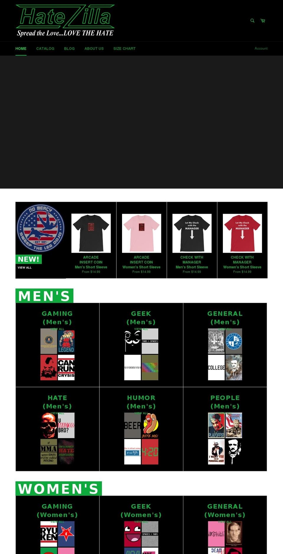 hatezillatshirts.com — Shopify storefront screenshot