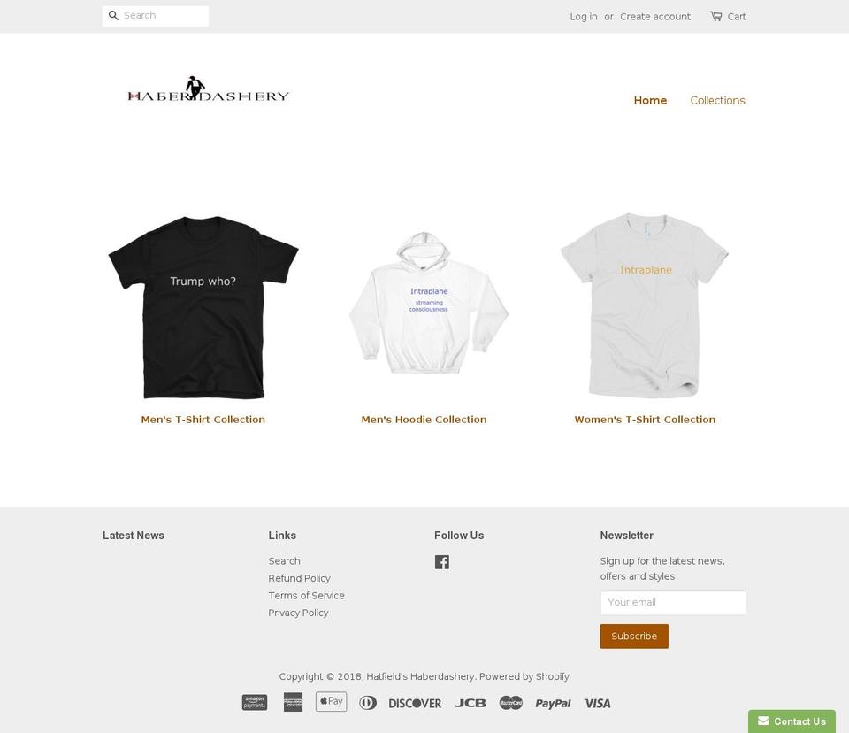 hatfieldshaberdashery.com — Shopify storefront screenshot