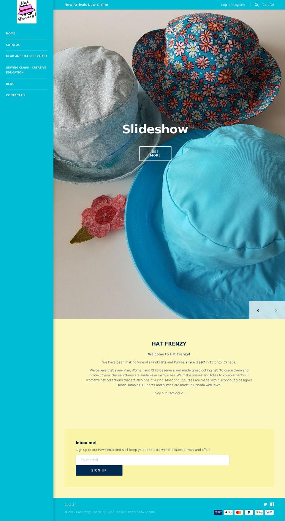 hatfrenzy.ca shopify website screenshot