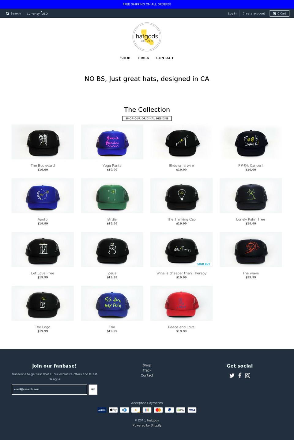 hatgods.com — Shopify storefront screenshot