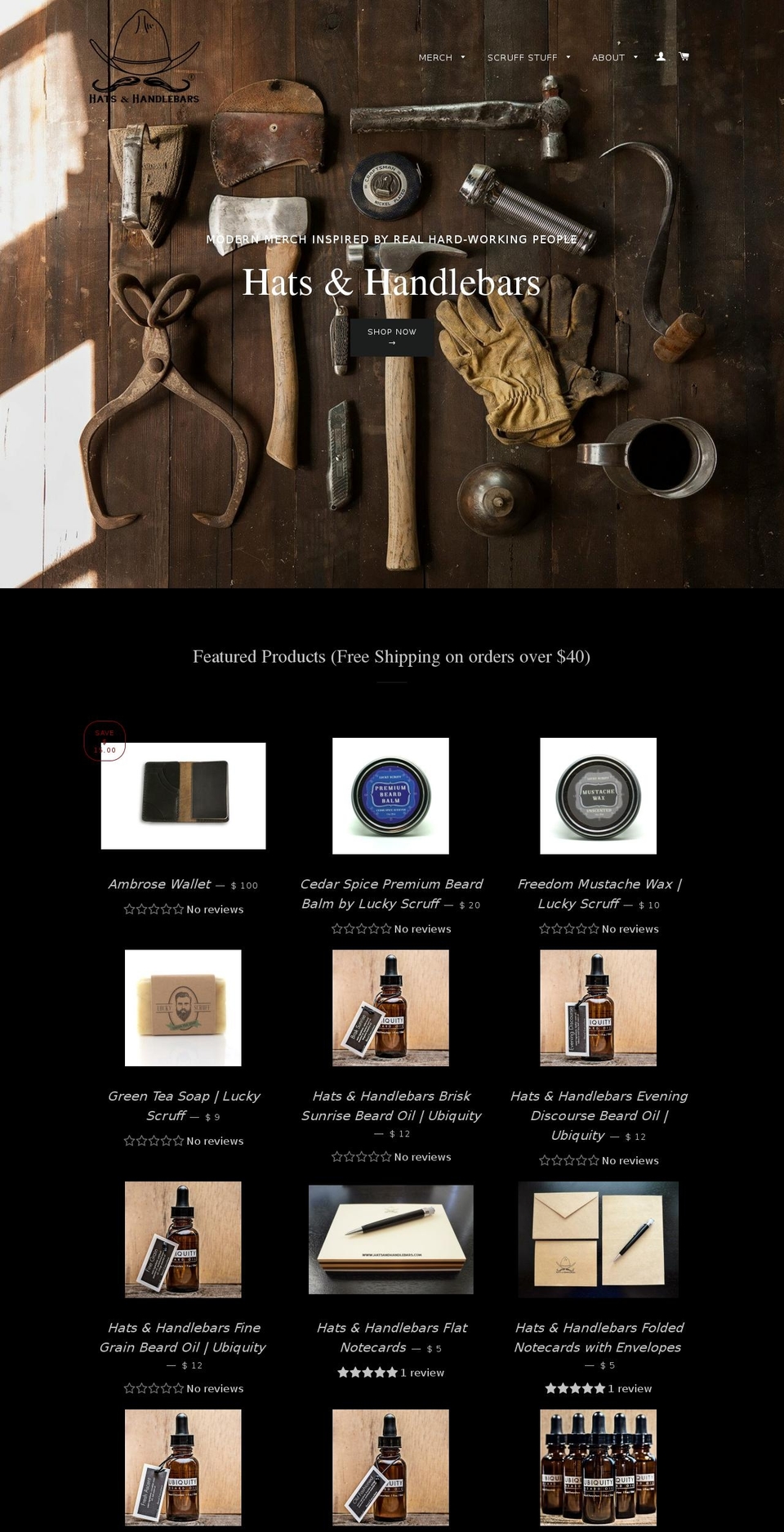 hatsandhandlebars.com — Shopify storefront screenshot
