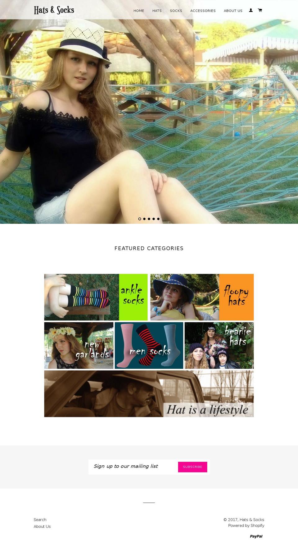 hatsandsocks.com shopify website screenshot