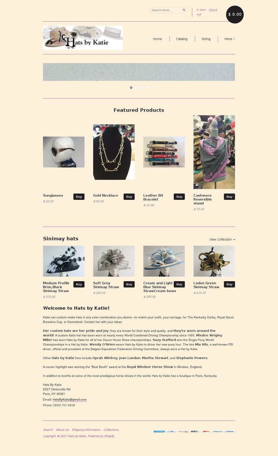 hatsbykatie.com shopify website screenshot