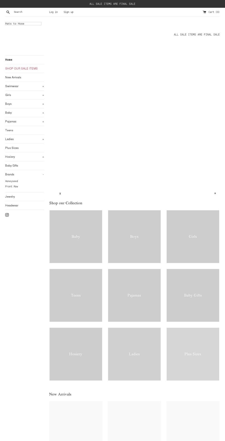 hatstohoseonline.com shopify website screenshot