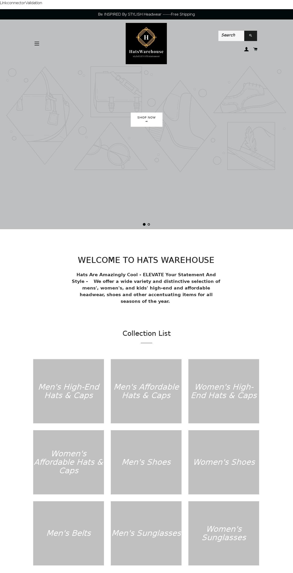 hatswarehouse.com — Shopify storefront screenshot