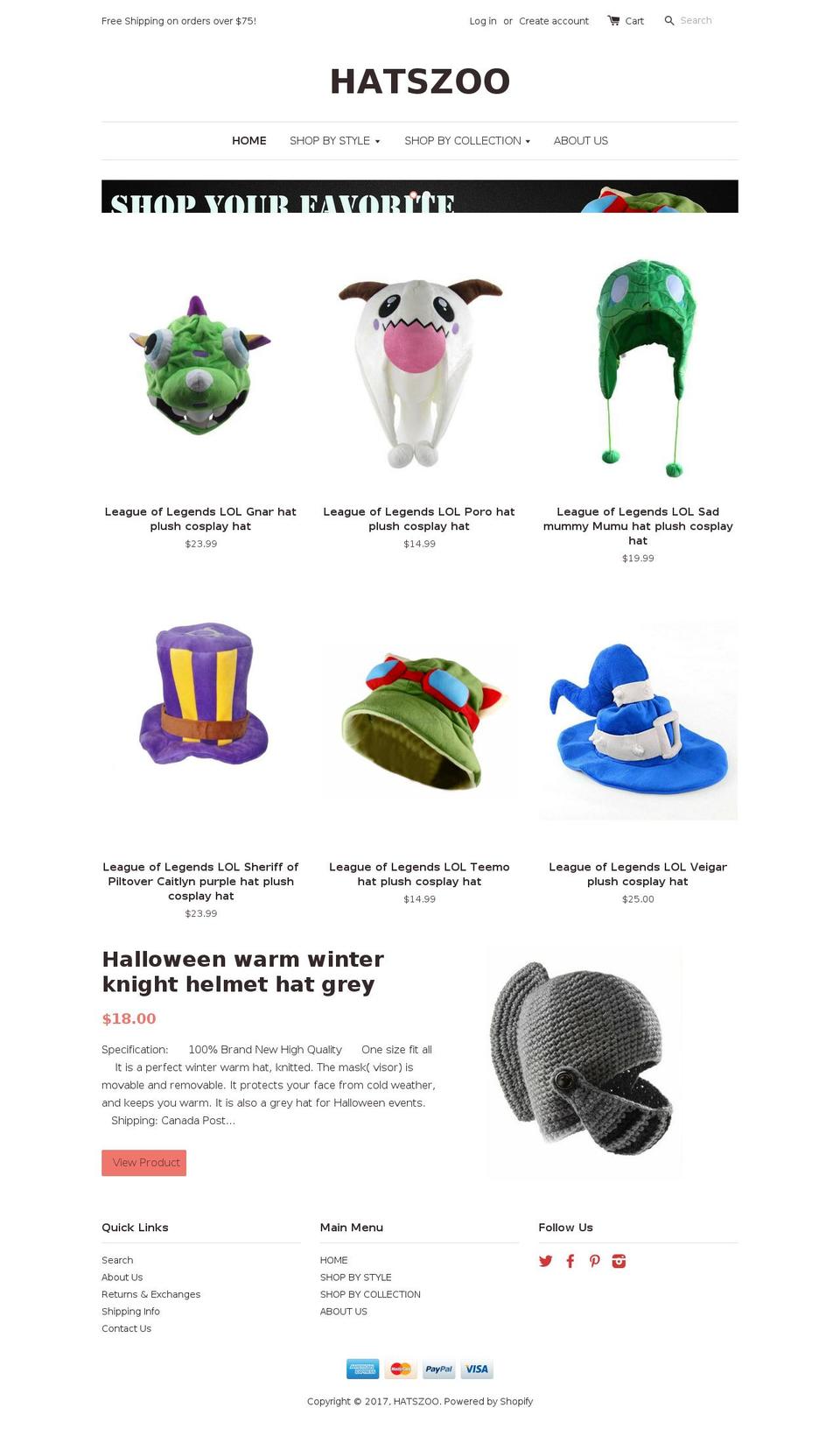 hatszoo.com shopify website screenshot