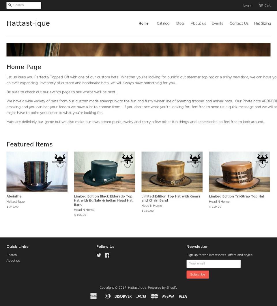 hattast-ique.com shopify website screenshot