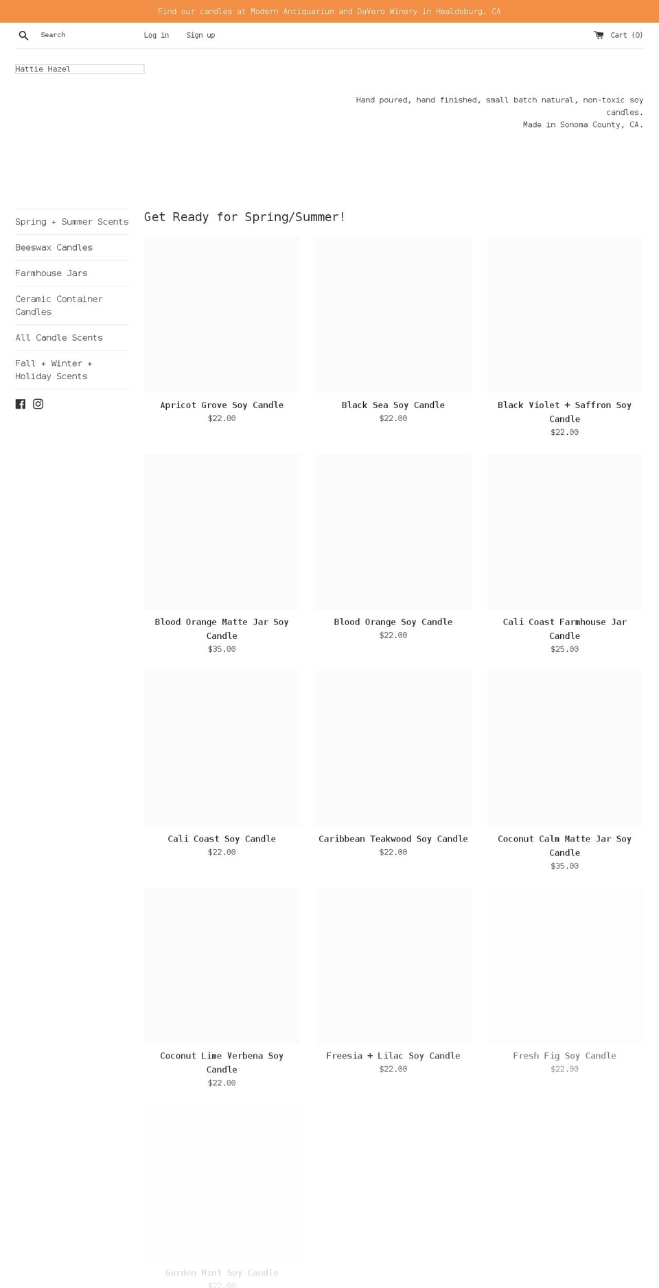 hattiehazel.com shopify website screenshot