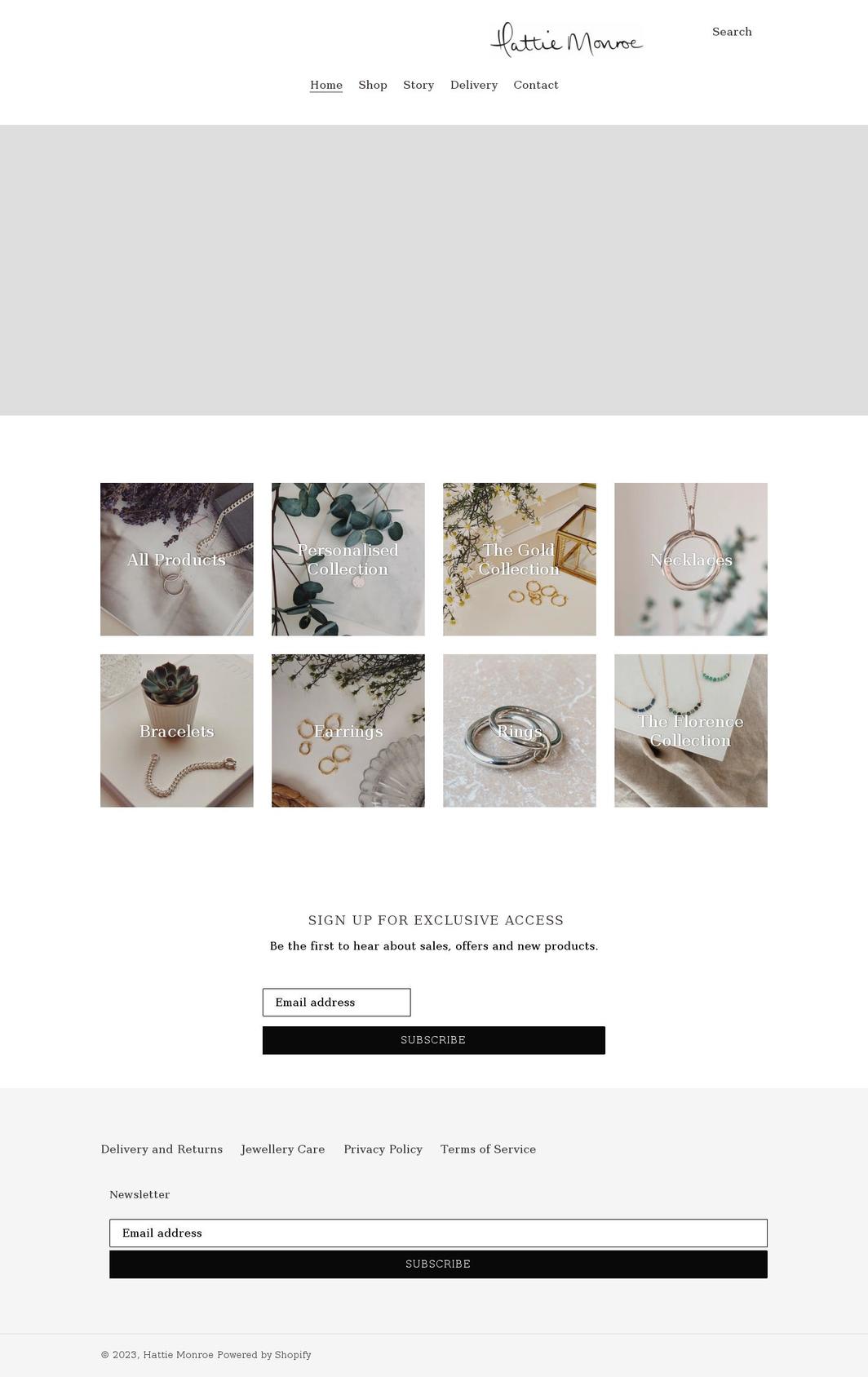 hattiemonroe.co.uk shopify website screenshot
