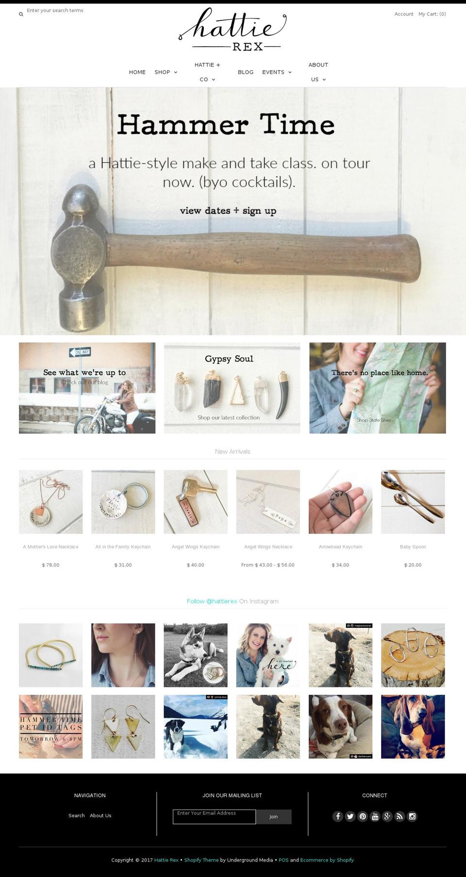 Craft Shopify theme site example hattierex.com