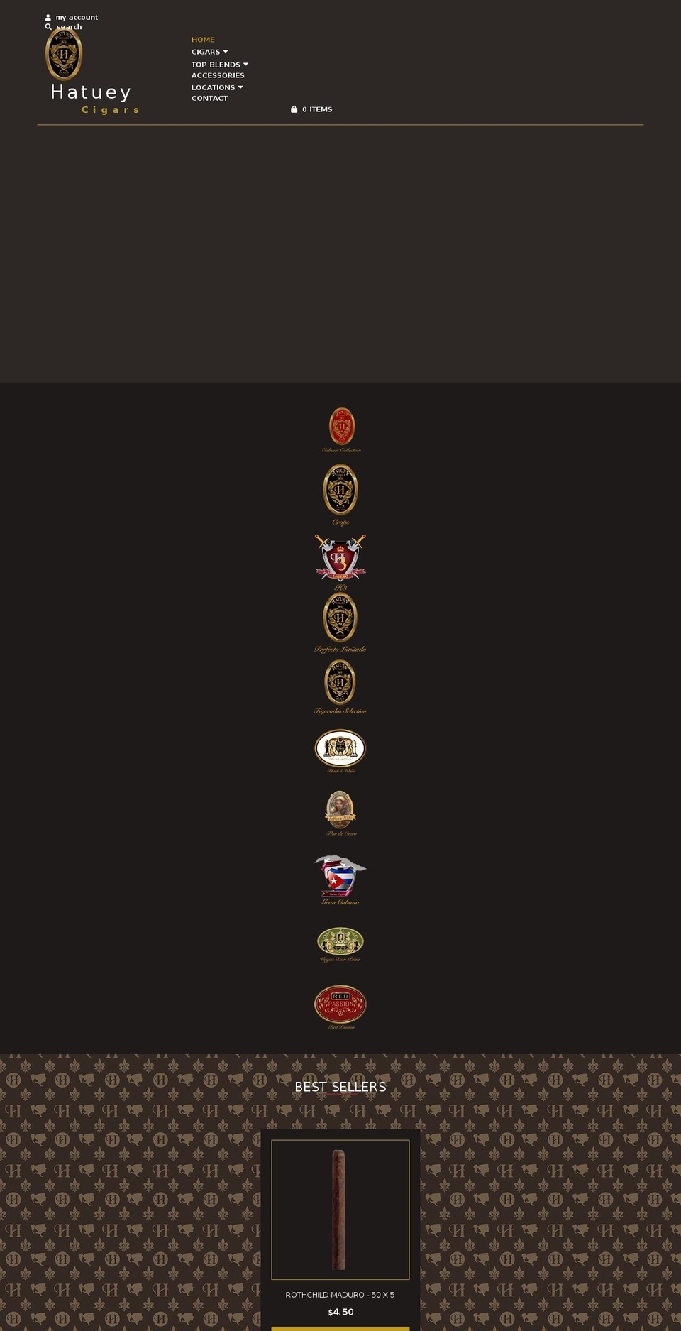 hatueycigars.com shopify website screenshot