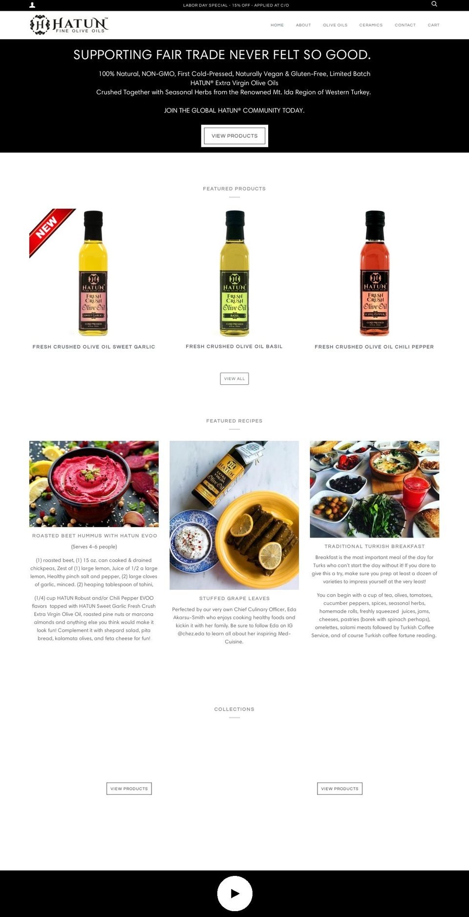 hatunoliveoil.com — Shopify storefront screenshot