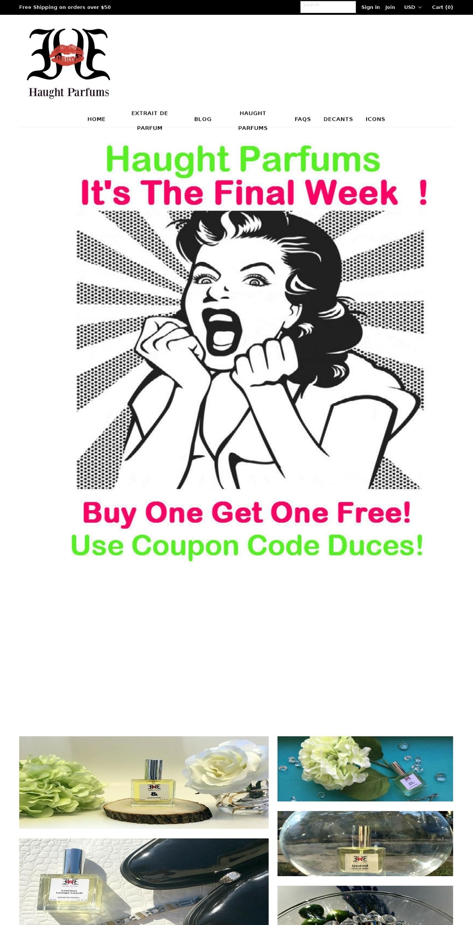haughtparfums.com shopify website screenshot