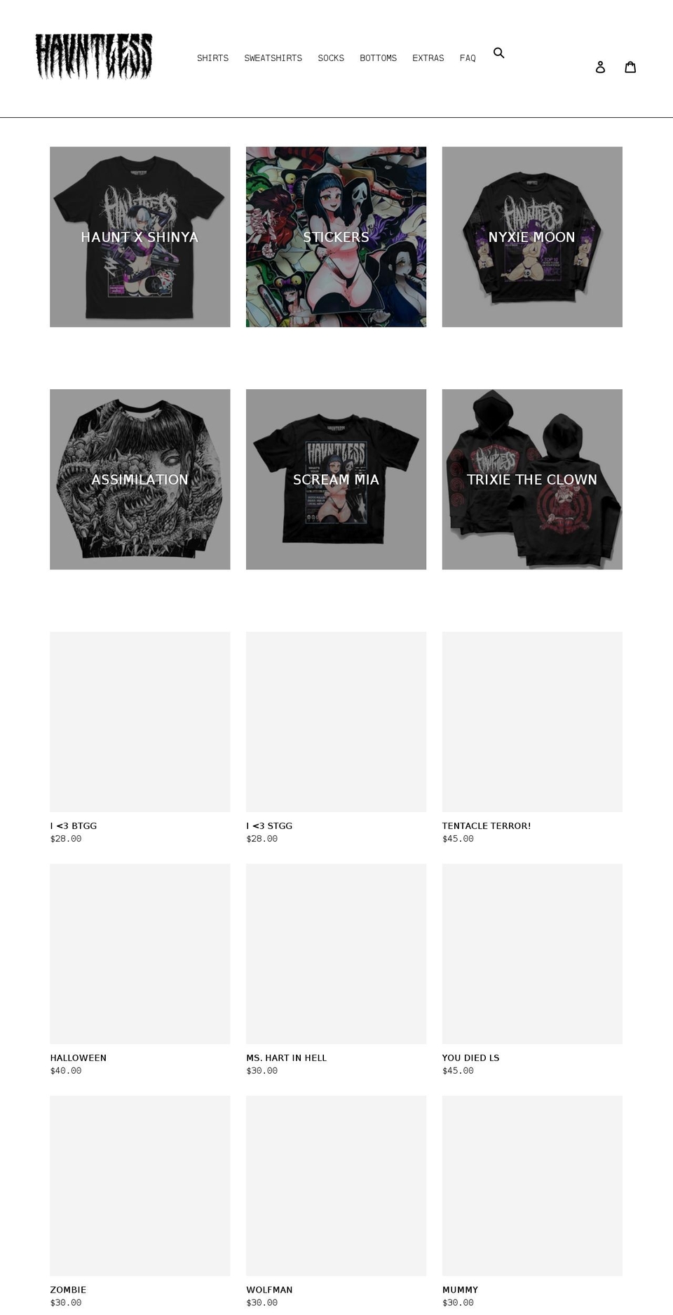 hauntless.com shopify website screenshot