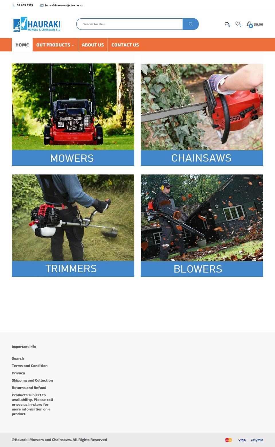 haurakimowers.co.nz shopify website screenshot