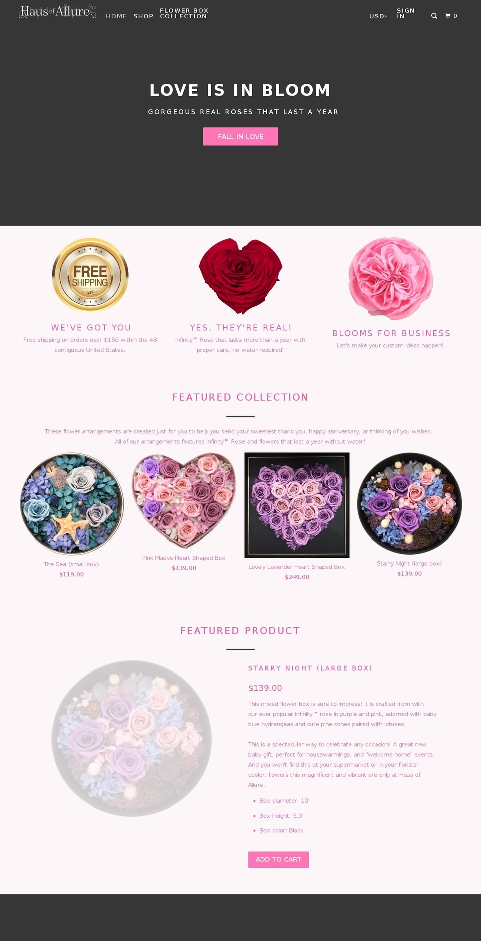 hausofallure.com — Shopify storefront screenshot
