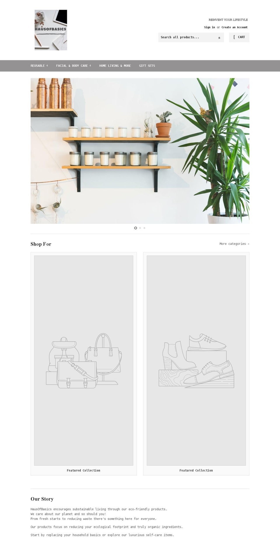 hausofbasics.com shopify website screenshot