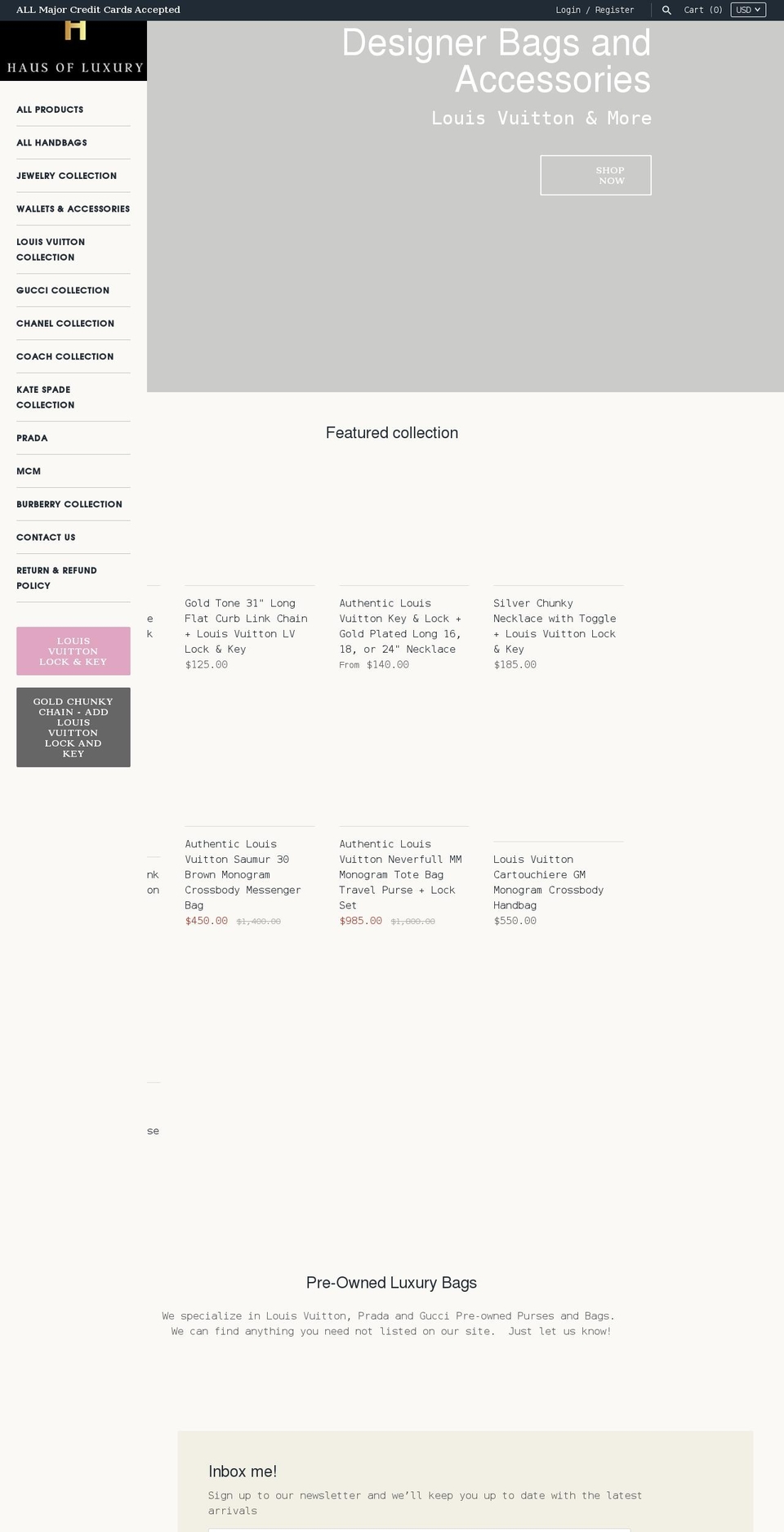 hausofluxury.net shopify website screenshot