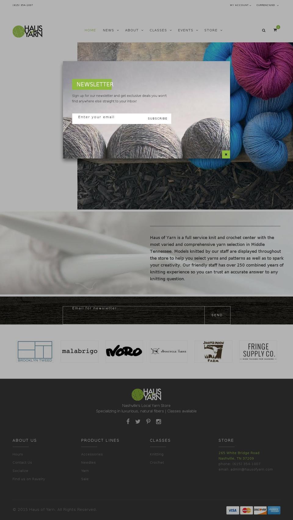 hausofyarn.com shopify website screenshot