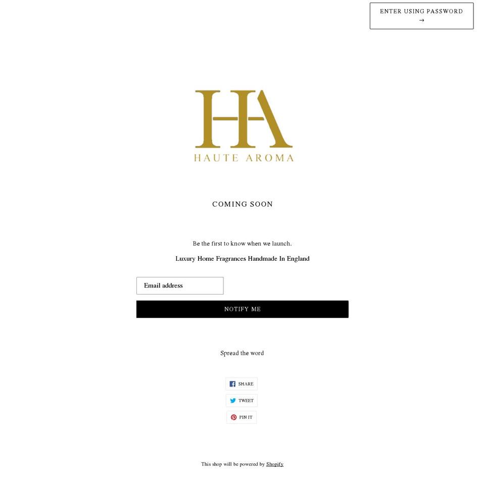hautearoma.com shopify website screenshot