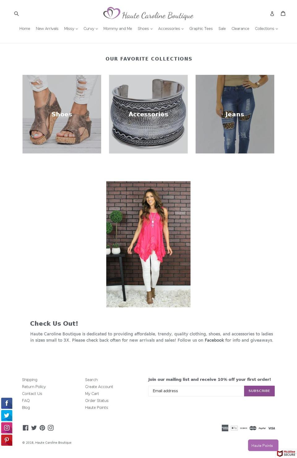 hautecarolineboutique.com shopify website screenshot