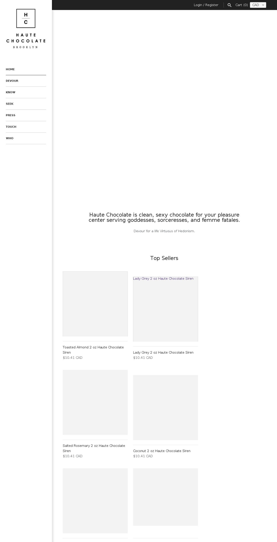 hautechocolatebrooklyn.com shopify website screenshot