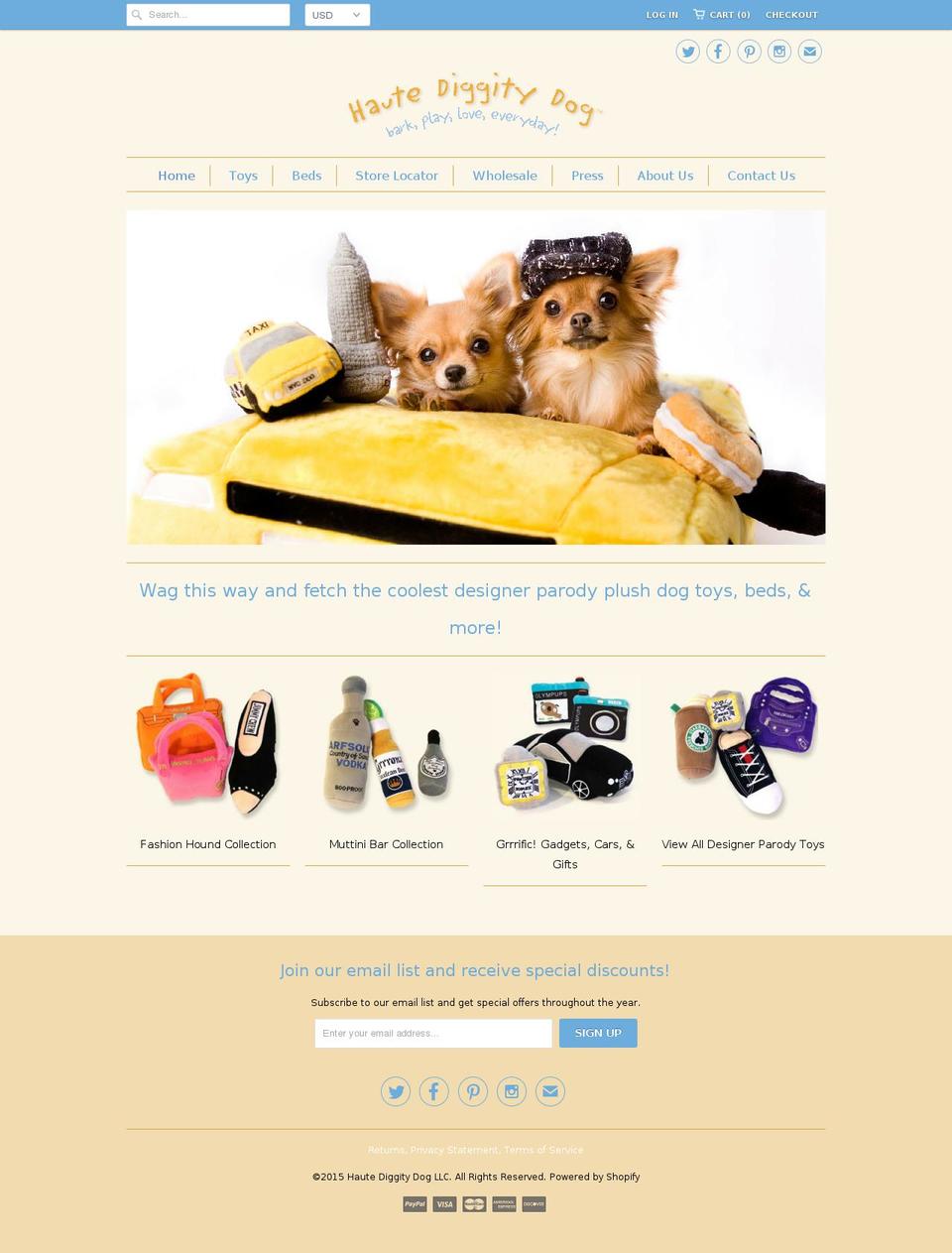 hautediggitydog.com shopify website screenshot