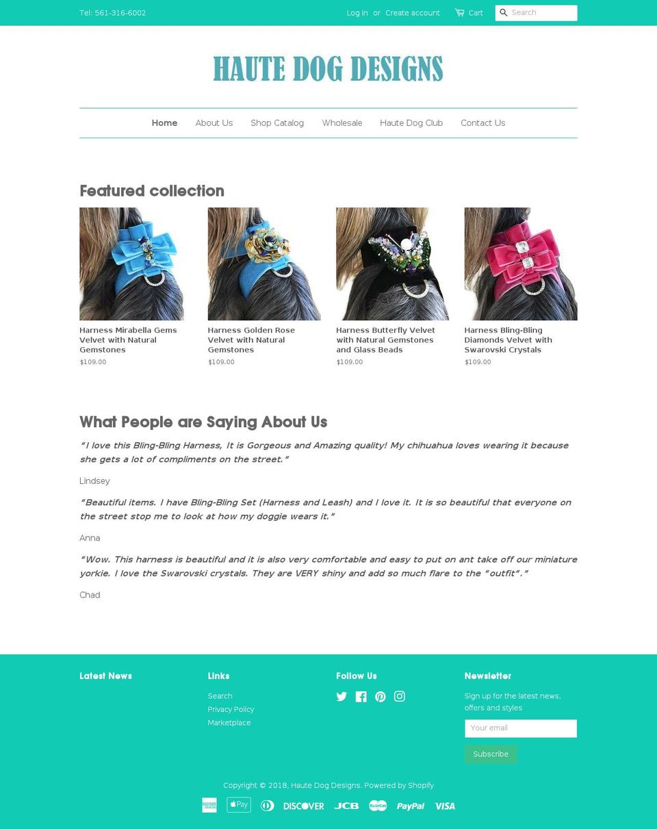 hautedogdesigns.com — Shopify storefront screenshot