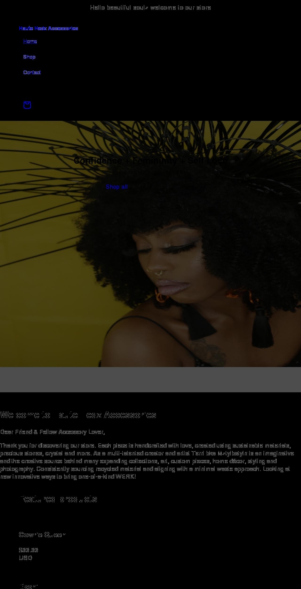 hautehedzaccessories.com shopify website screenshot