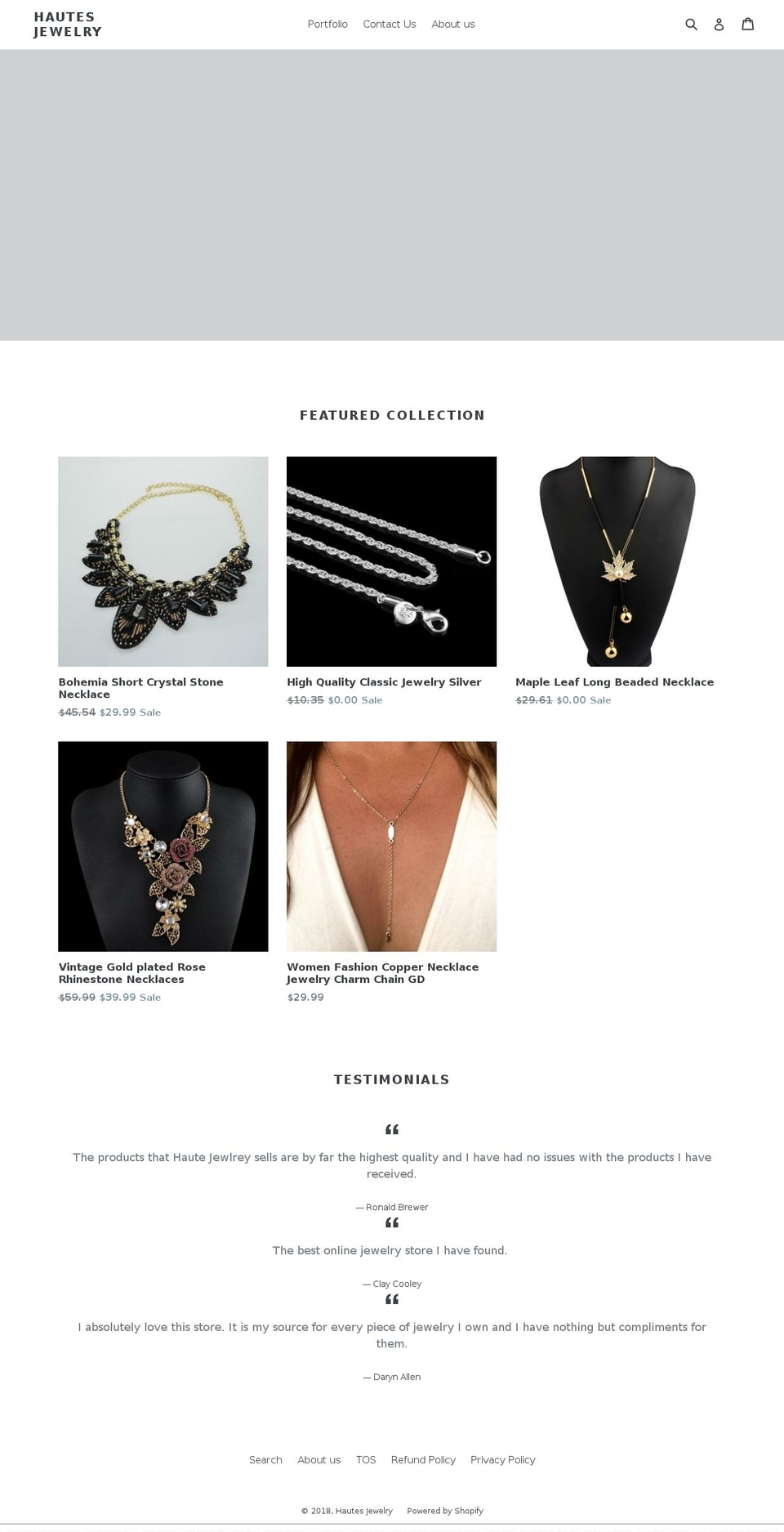 hautejewlrey.com — Shopify storefront screenshot
