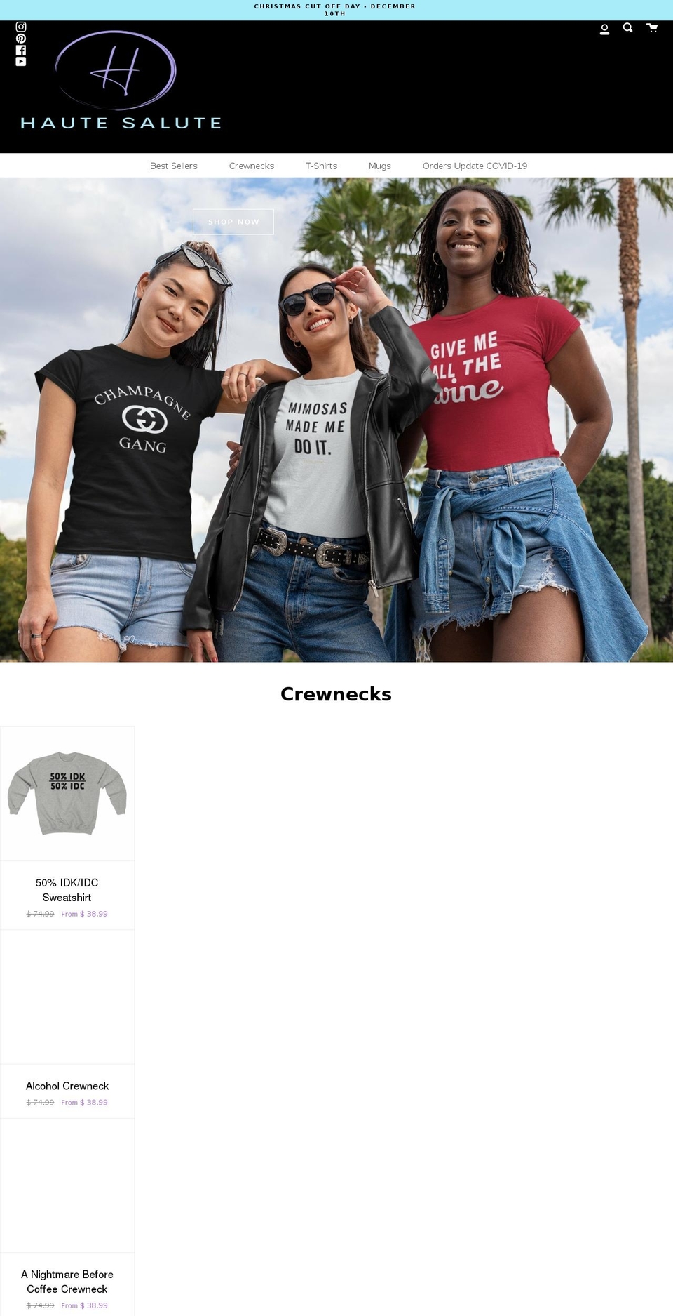 hautesalute.com shopify website screenshot