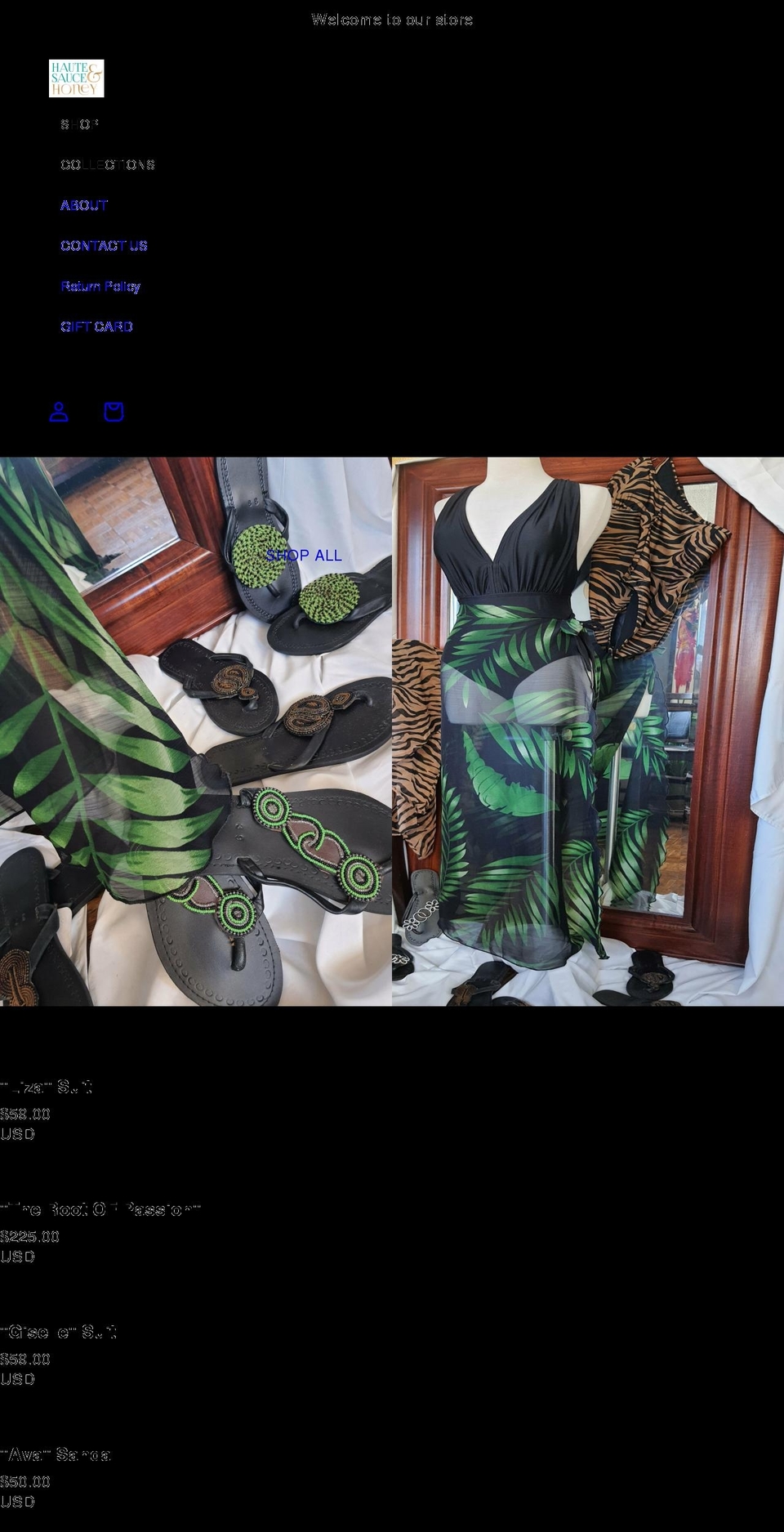 hautesauceandhoney.com shopify website screenshot