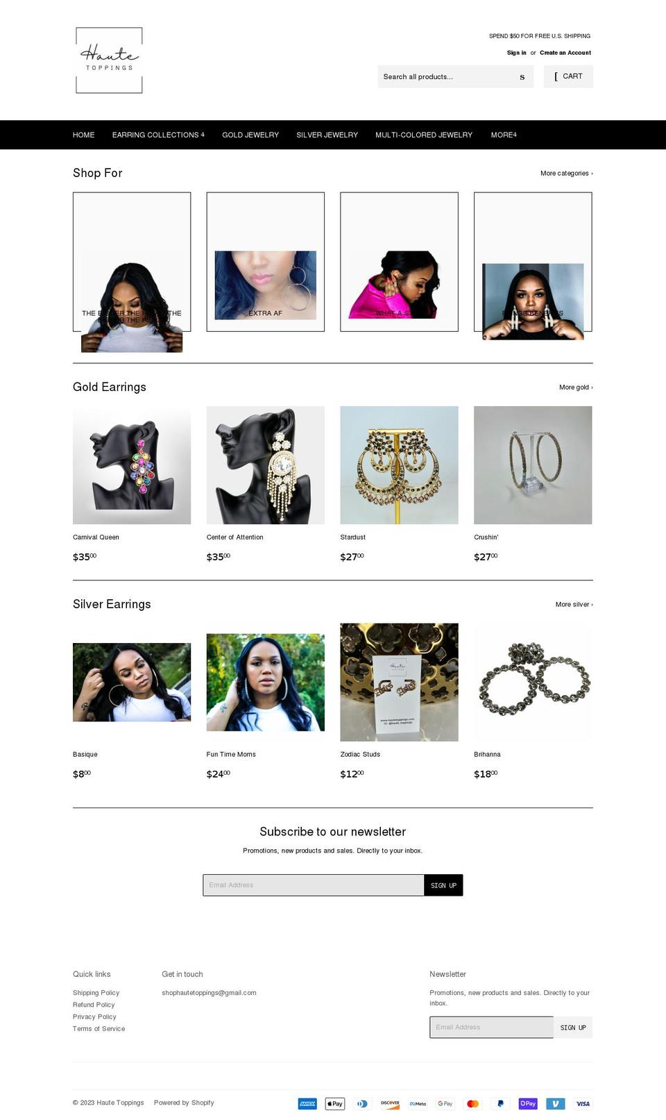 hautetoppings.com shopify website screenshot