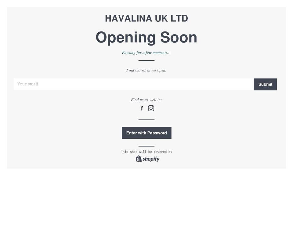 havalina.co.uk shopify website screenshot