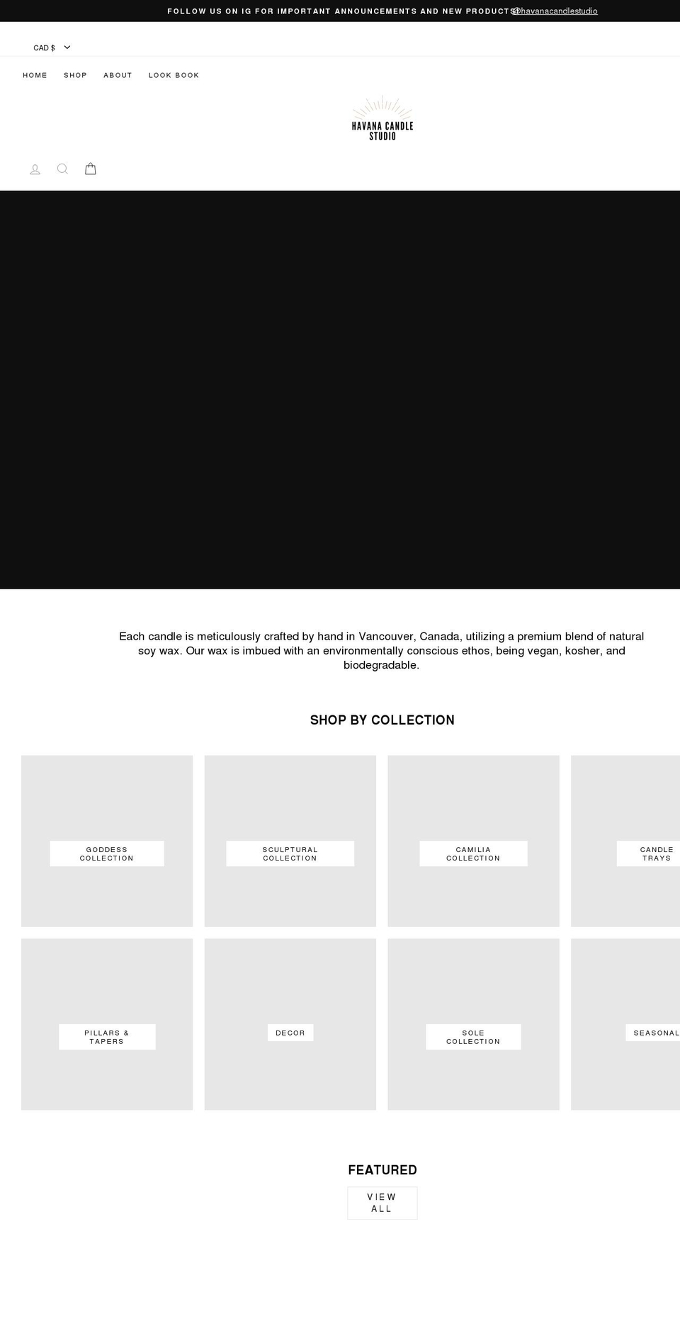 havanacandlestudio.com shopify website screenshot