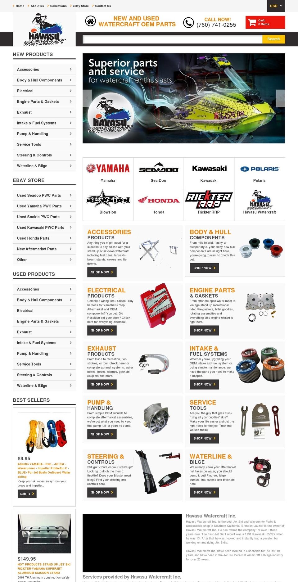 havasuwatercraft.com shopify website screenshot