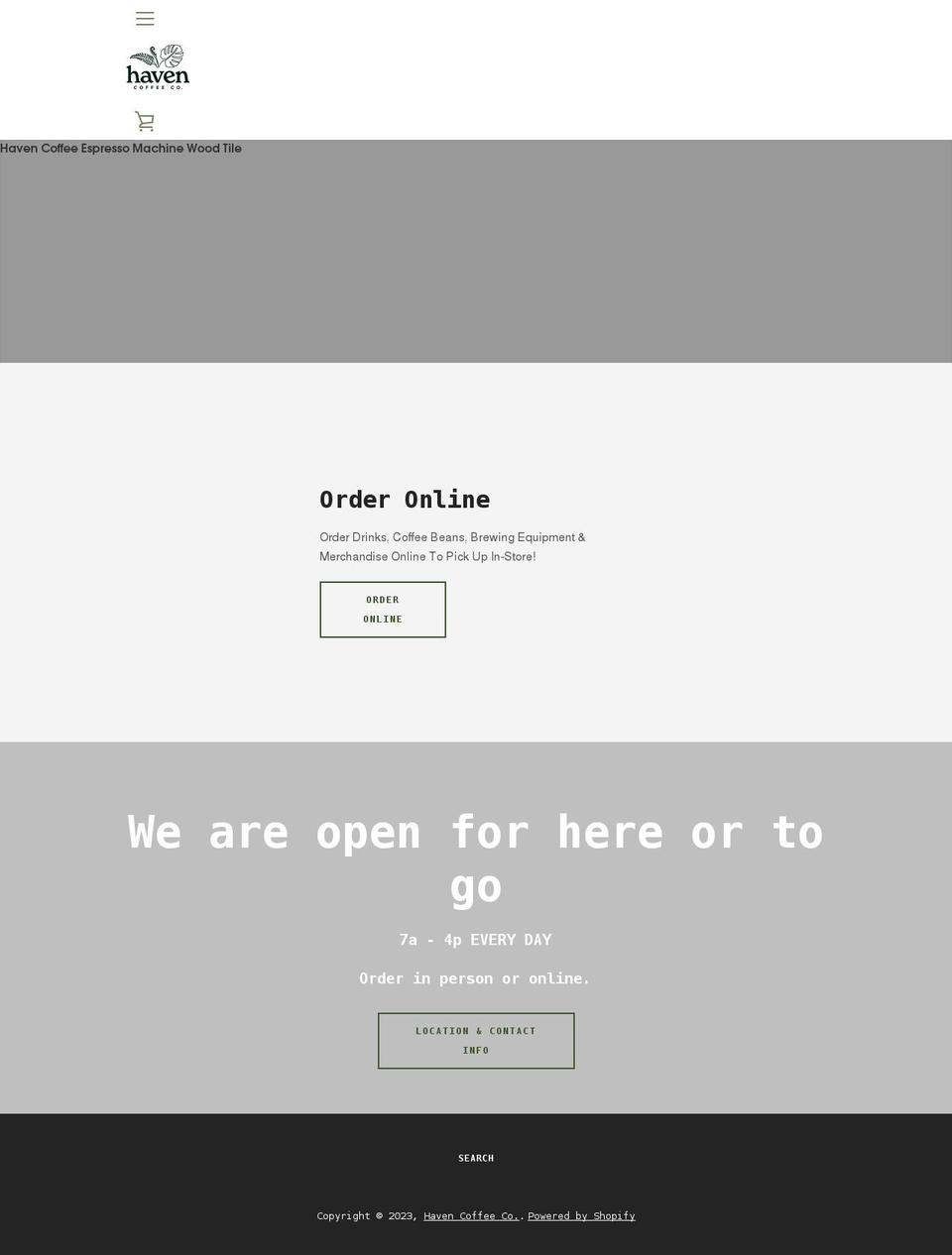 haven.coffee shopify website screenshot