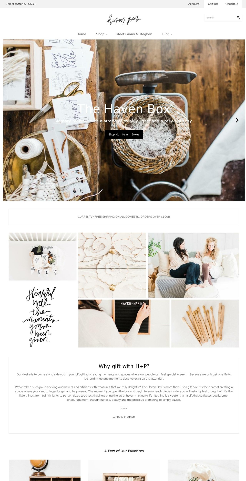 havenandpine.com — Shopify storefront screenshot