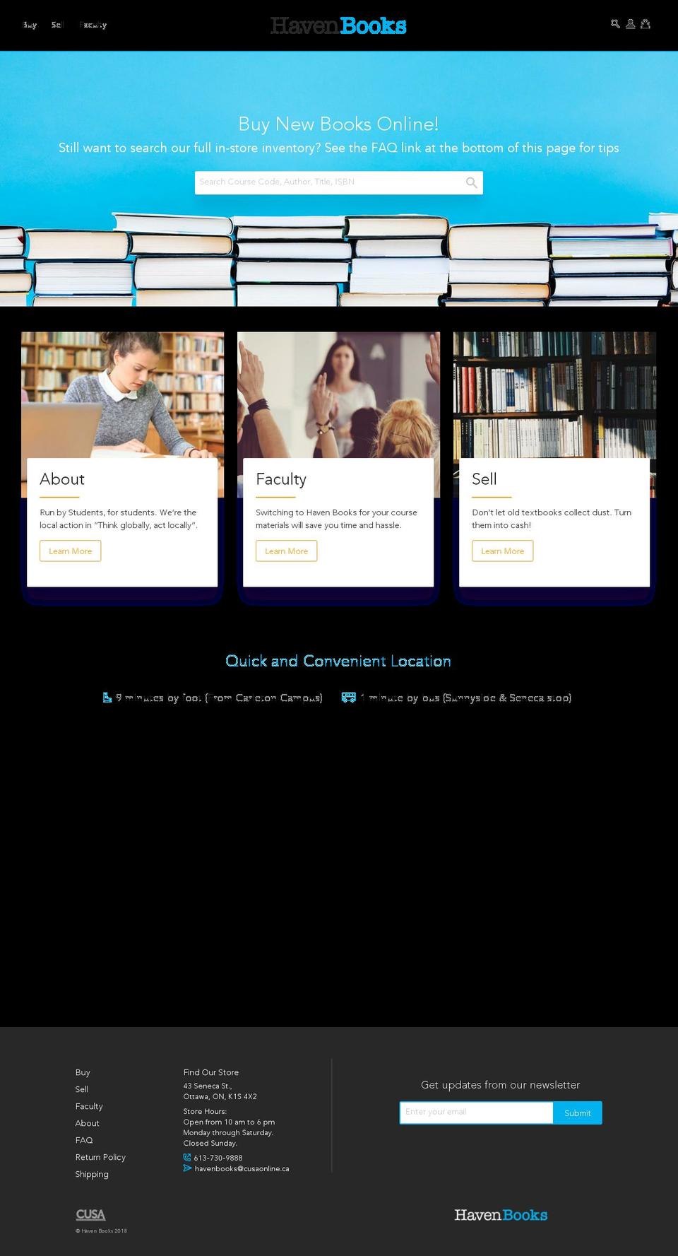 Haven Shopify theme site example havenbooks.ca