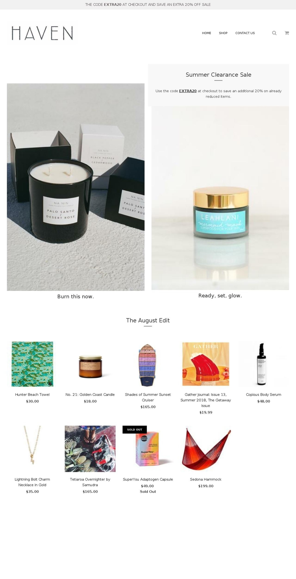 havenboulder.com shopify website screenshot