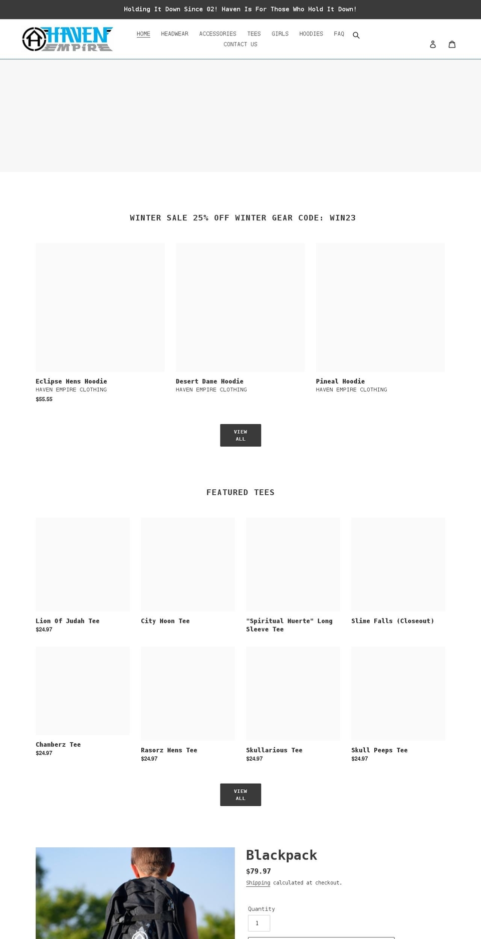 havenempire.com shopify website screenshot