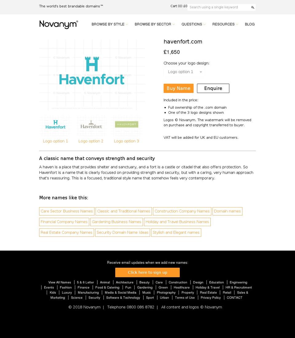 havenfort.com — Shopify storefront screenshot
