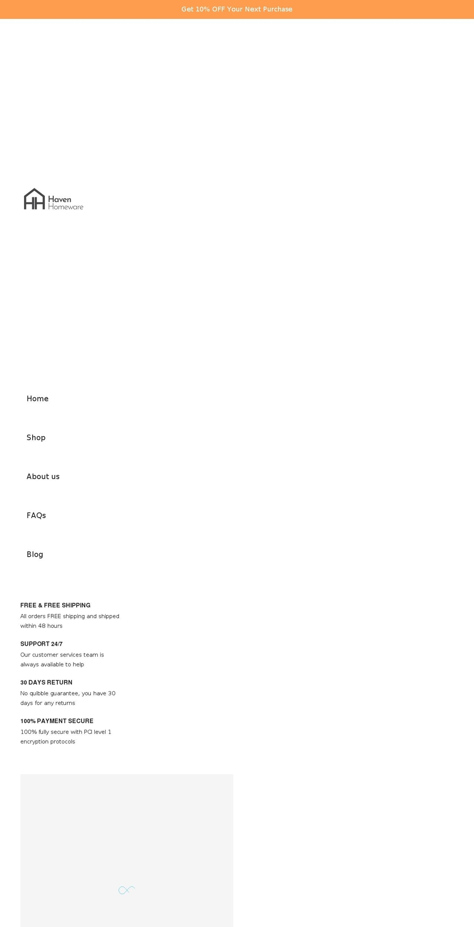 havenhomewares.co.uk shopify website screenshot