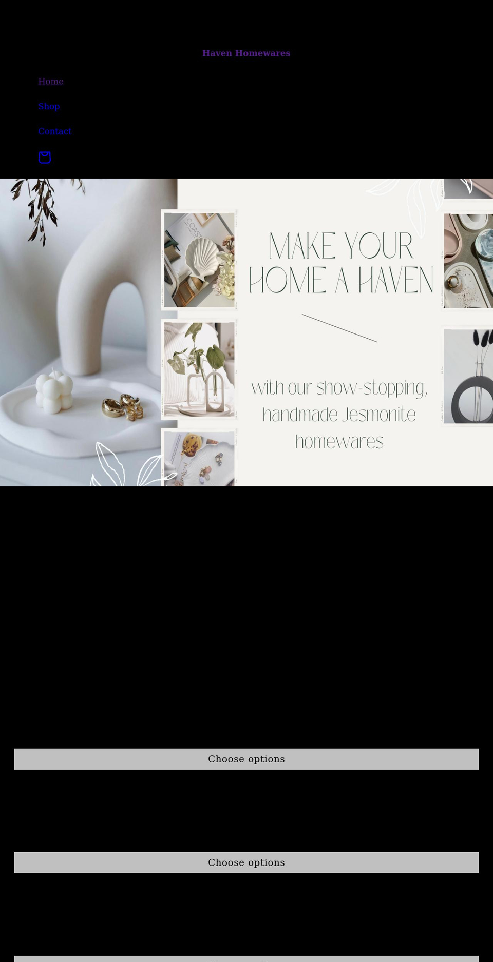 havenhomewares.com shopify website screenshot