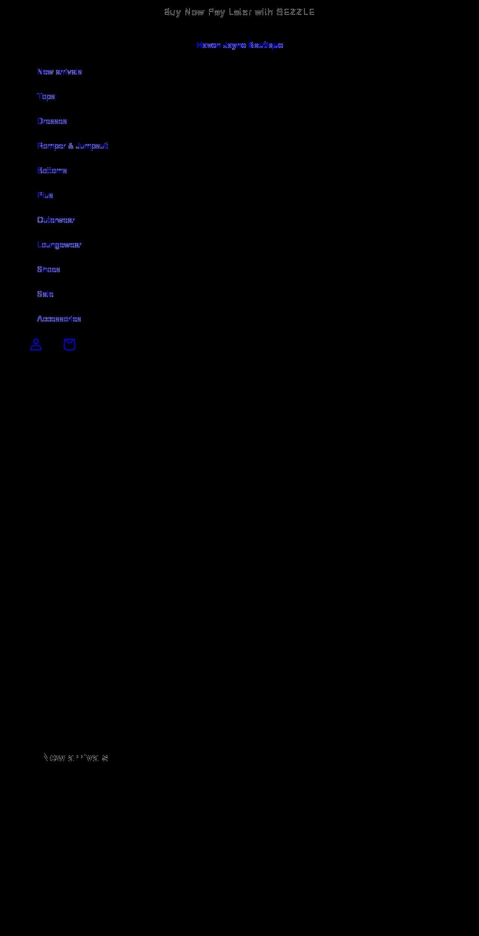 havenjayneboutique.com shopify website screenshot