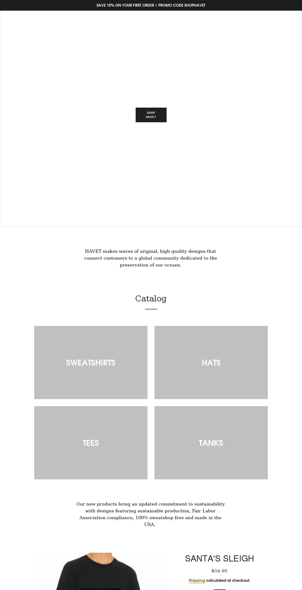 havetclothing.com shopify website screenshot