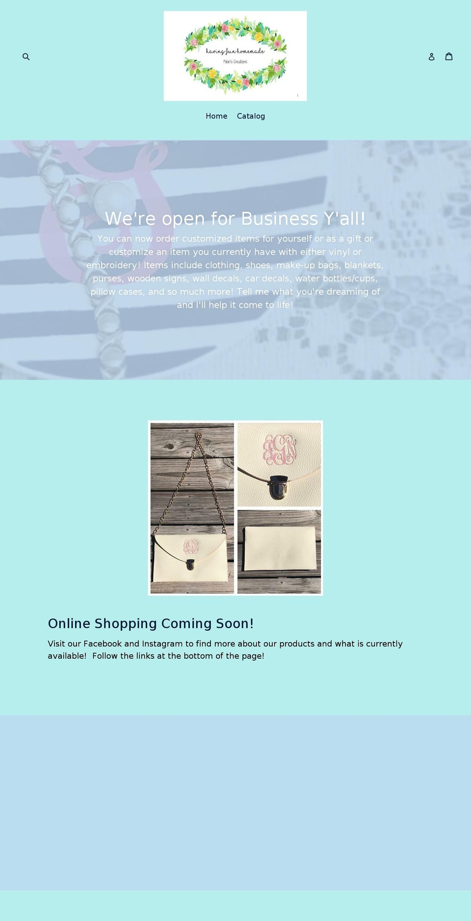 havingfunhomemade.com — Shopify storefront screenshot
