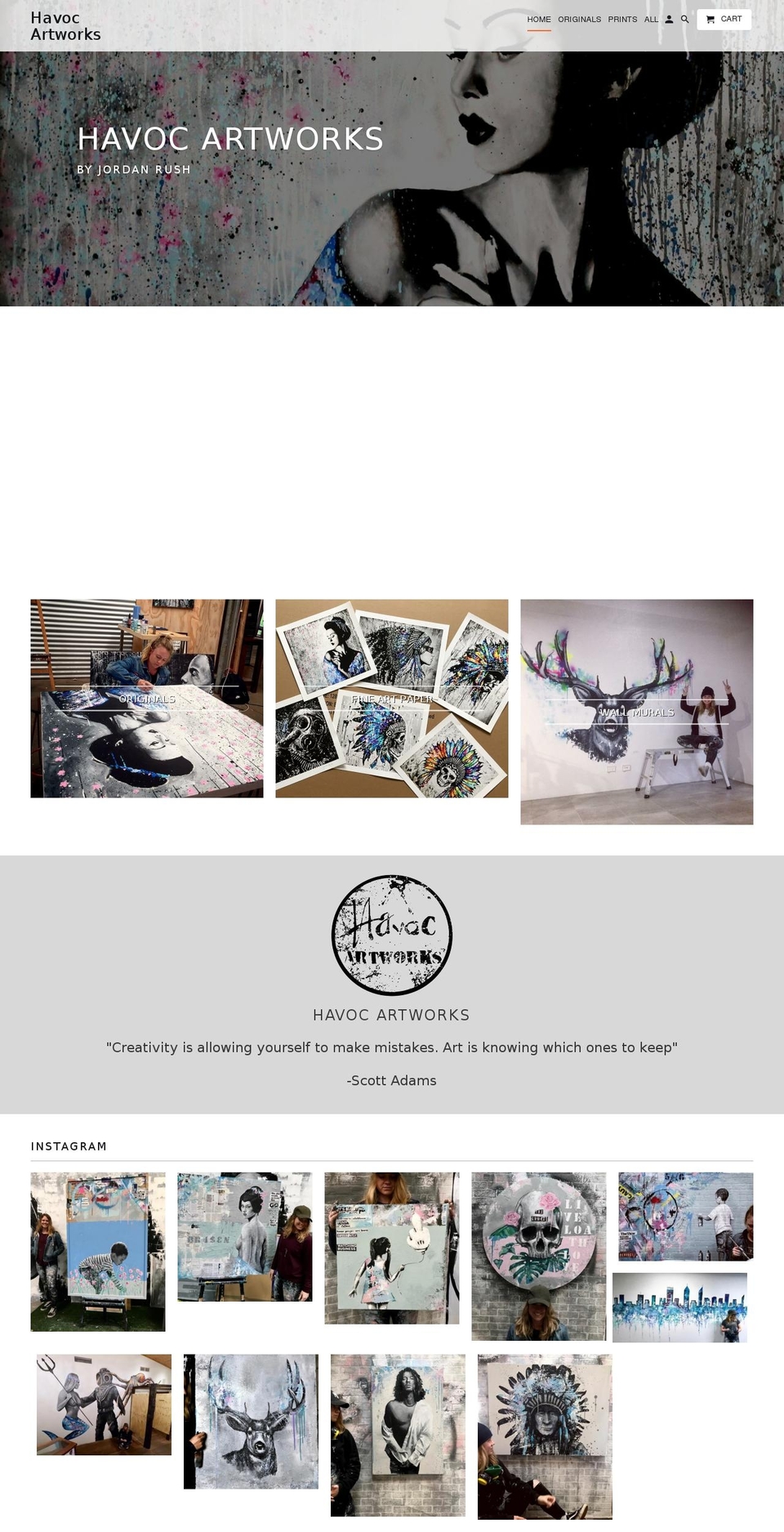 havoc-artworks.com — Shopify storefront screenshot